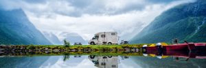 Family RV roadtrip in the mountains