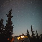 RV road trip under the night sky