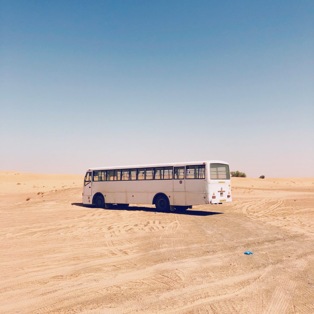 School bus converted into camper