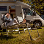 Woman glamping