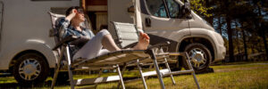 Woman glamping